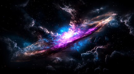 Colorful Galaxy Nebula in Dark Space