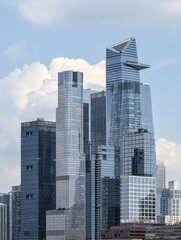 Fototapeta premium midtown manhattan west side skyline (close up of hudson buildings skycraper) yards nyc new york city waterfront metropolis urban towers