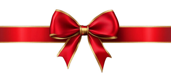 Red Bow with Golden Trim Transparent Background