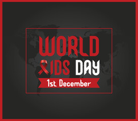 World aids day ribbon 1st December. World Aids Day concept with black background, banner, poster, Wallpaper, Vector illustration