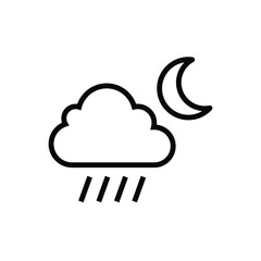 Night Rainy and cloudy weather conditions icon with Half Moon. Weather Forecast