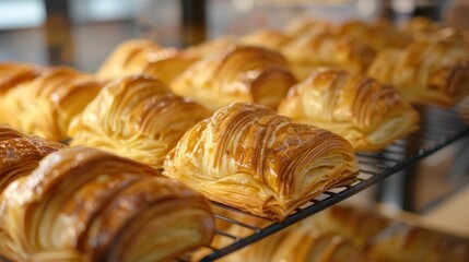 Golden Glazed Flaky Pastries Perfect for Breakfast Promotions