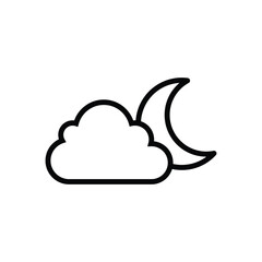 Night with Half moon in Dark Cloudy weather conditions icon. Weather Forecast