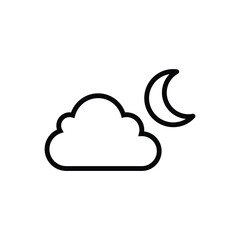 Night with Half moon in Cloudy weather conditions icon. Weather Forecast