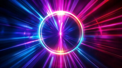 Fototapeta premium Radiating Neon Light Burst, futuristic flashes, Motion lights, Colorful Streaks on Dark Background
