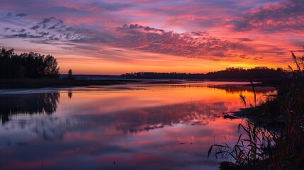 Sunrise over Calm Lake