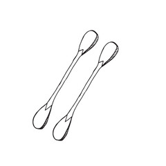 Oars in graphics. Hand draws graphic illustrations on a white background. Oars for design