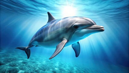 Fototapeta premium Dolphin isolated on background, dolphin, marine animal, sea, aquatic, mammal, playful, intelligent, flipper, ocean
