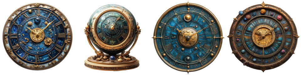 Fototapeta premium Celestial Clock - Keeper of cosmic time and fate Isolated on Clear White Background Highly Detailed 