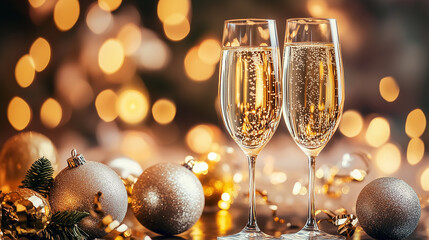 christmas still life with champagne