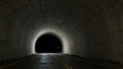 Completed tunnel view with smooth concrete walls stretching into darkness.