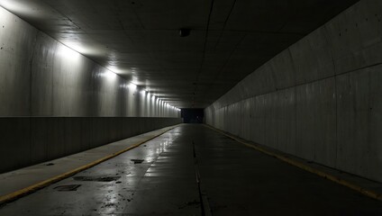 Completed tunnel with smooth concrete walls extending into darkness.