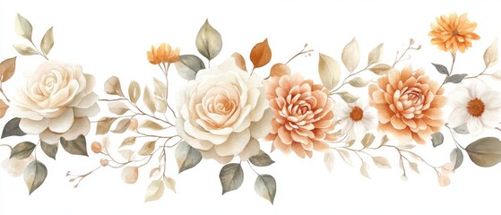 Obraz premium This stunning autumnthemed wedding bouquet is designed beautifully with soft roses and delicate blooms in warm, inviting tones, making it perfect for any bohoinspired celebration or event