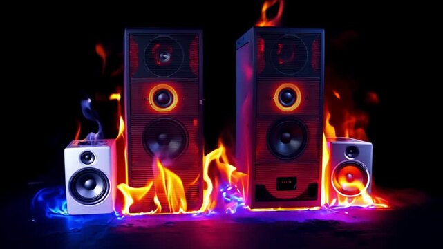 This Illuminated speakers generate a lively ambiance with colorful flames surrounding them.
