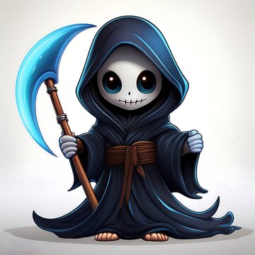 recommend clip art: Cute Cartoon Grim Reaper Character with Scythe
