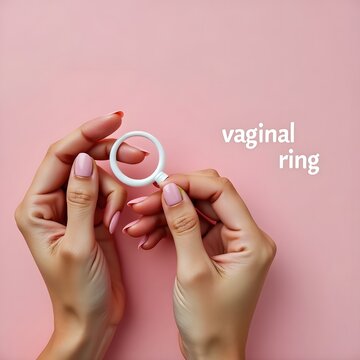 Vaginal Ring Birth Control Device with Pink Background