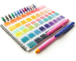 Colorful Notebook with Pens.