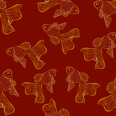seamless pattern with gold fish.