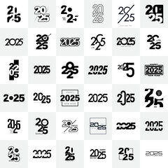 Big Set of 2025 number design template.