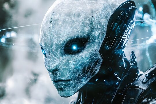 Futuristic Cyborg Alien in Moody Sci Fi Digital Artwork