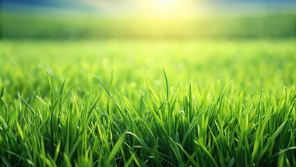 Fototapeta premium Green grassy field with isolated blades of grass, meadow, nature, plant, botanical, greenery, landscape, outdoors, environment
