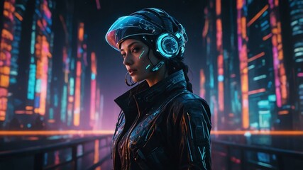 Obraz premium a dazzlingly futuristic satellite hacker her image
