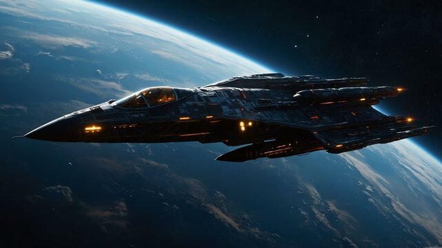 a shadowy starfighter emerges from the depths image