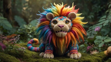 Fototapeta premium a whimsically fantastical plush manticore its image