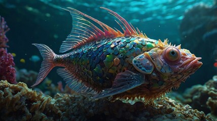Fototapeta premium a whimsically grotesque insectoid fishlike cr image