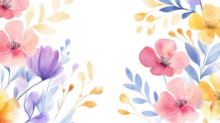 Obraz premium This vibrant watercolor collection of pink and purple wildflowers is ideal for various uses, including invitations, greeting cards, and enhancing the charm of any spring celebration