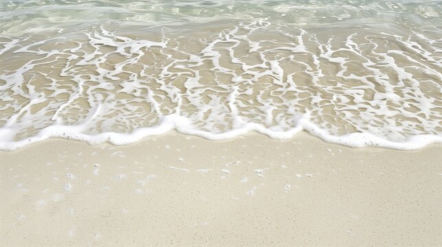 Soft white waves lapping on sandy beach top view vaction travel concept