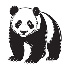 Panda Bear Silhouette Logo Design Vector Template Funny Lazy Logo Panda Animal