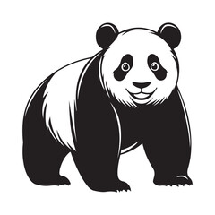 Panda Bear Silhouette Logo Design Vector Template Funny Lazy Logo Panda Animal