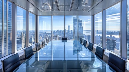 Obraz premium Modern Conference Room with Cityscape View