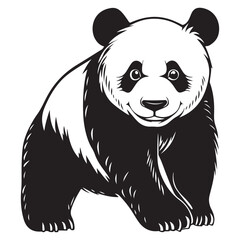 Panda Bear Silhouette Logo Design Vector Template Funny Lazy Logo Panda Animal