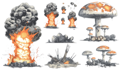 illustration of a set of mushrooms