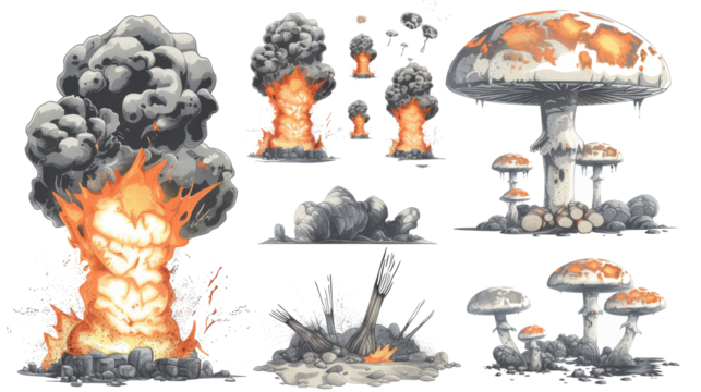 illustration of a set of mushrooms