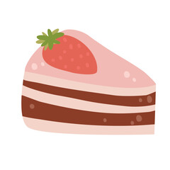 Strawberry cake flat icon isolated on white background. Vector illustration