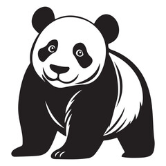 Panda Bear Silhouette Logo Design Vector Template Funny Lazy Logo Panda Animal