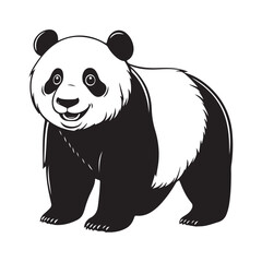 Panda Bear Silhouette Logo Design Vector Template Funny Lazy Logo Panda Animal