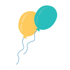 Balloon flat icon. Bunch of balloons for birthday and party. Flying ballon with rope. Vector set of balloons in flat style.  © Jevgeniya Mukhitova