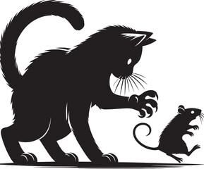 Cool cat Silhouette isolated on a white background Minimalist cat vector shape