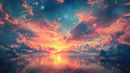 Fototapeta premium Vivid and striking Android wallpaper featuring a surreal landscape with vibrant colors and whimsical elements. Captured with a Nikon Z6 and ence.