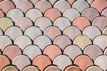 Fototapeta premium Seamless texture of violet and purple glass tiles.