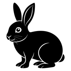 Obraz premium Rabbit silhouette icon sitting on white background with copy space