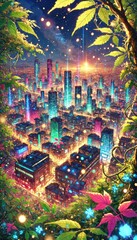 Fototapeta premium 未来の交響曲: 自然と都市の幻想的融合