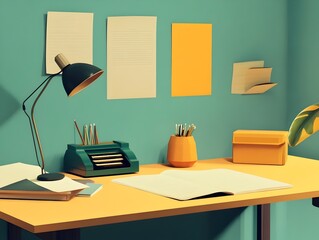 Organized Workspace with Personalized Stationery and Paper Goods
