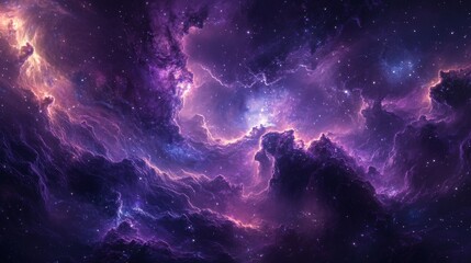 Obraz premium Cosmic Clouds and Stars in a Deep Space Nebula