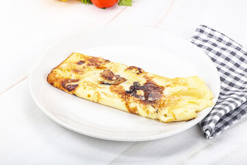 Sweet pancake with banana and honey