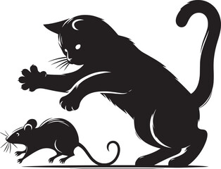 Cool cat Silhouette isolated on a white background Minimalist cat vector shape